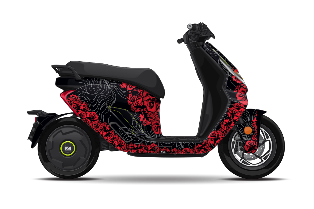 2402STR SCARLET (CF-MOTO Scooters) – Floral Scooter Sticker